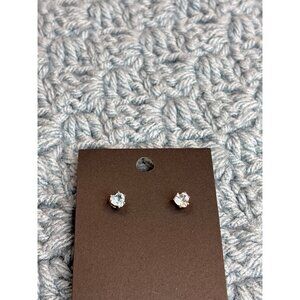 Pale Blue Rhinestone Heart Stud Earrings Dainty Minimalist 0.25 inch